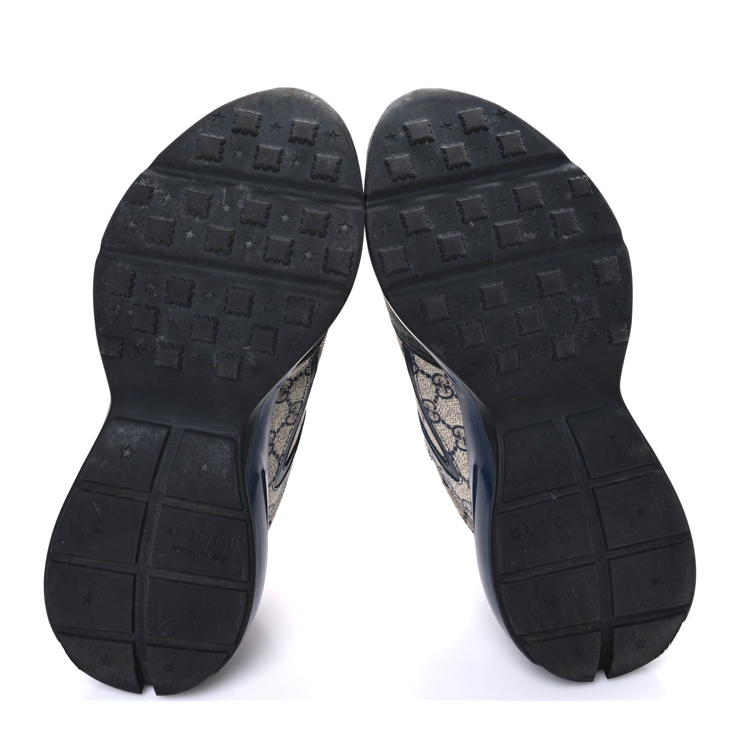 Gucci GG Supreme Monogram Mens Rhyton Sneakers 8.5 Beige Black Blue