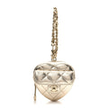 Metallic Lambskin Quilted CC Mini In Love Heart Bag Charm Gold
