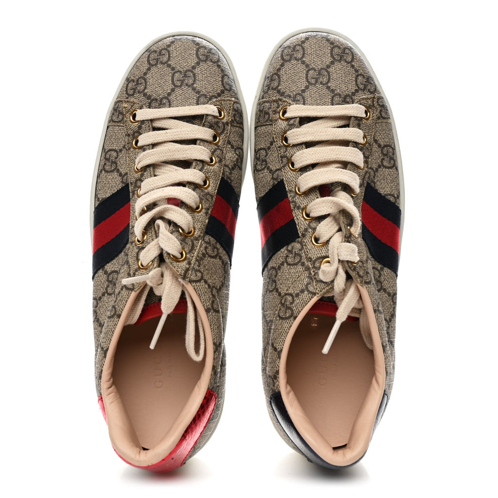 Gucci GG Supreme Monogram Womens Ace Low-Top Sneaker 37 Beige