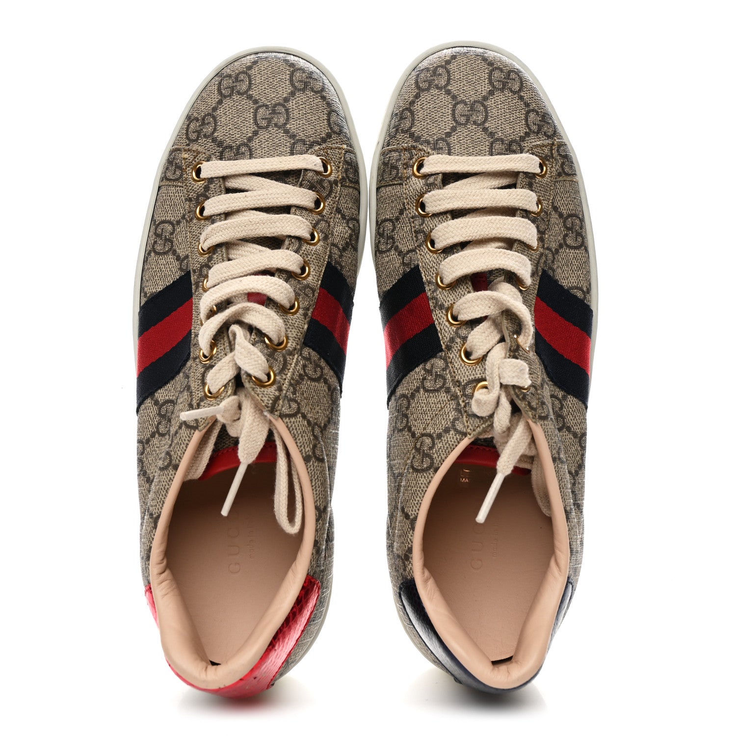 Gucci GG Supreme Monogram Womens Ace Low-Top Sneaker 37 Beige