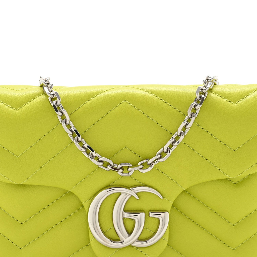 Gucci Lambskin Matelasse Mini GG Marmont Shoulder Bag Firefly