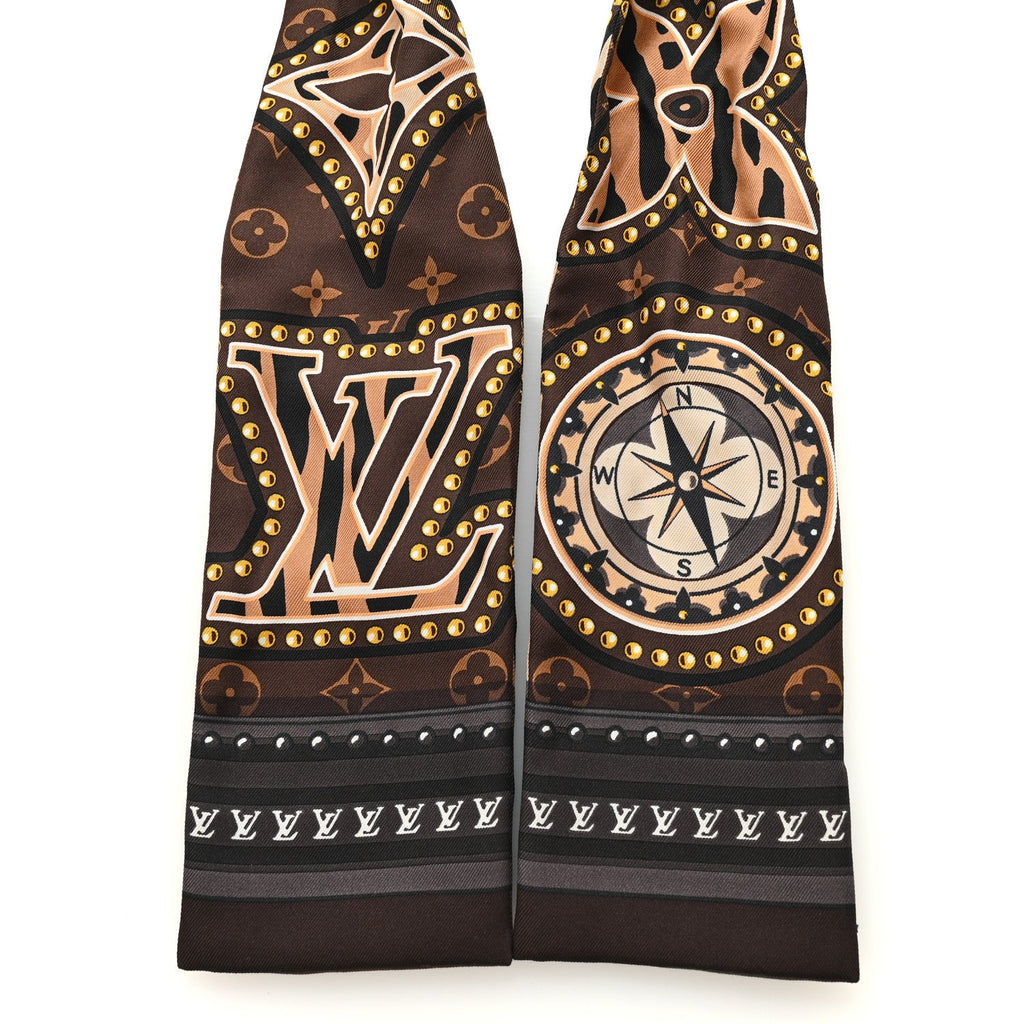Louis Vuitton Silk Monogram LV World Bandeau Brown