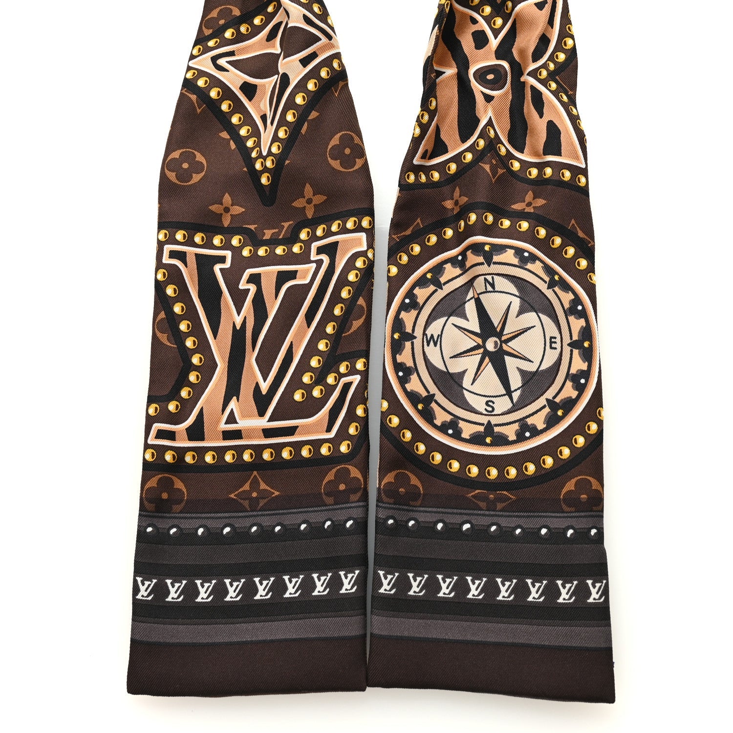 Louis Vuitton Silk Monogram LV World Bandeau Brown