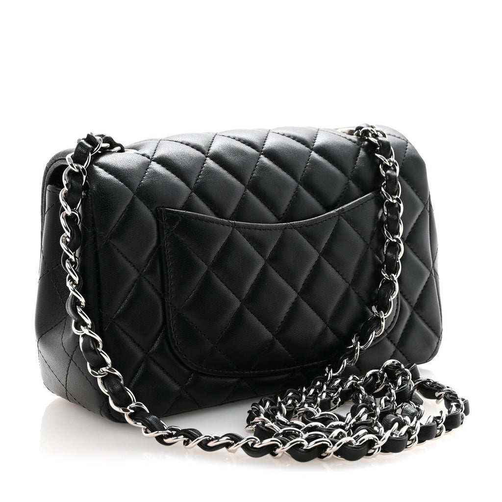 Chanel Lambskin Quilted Mini Rectangular Flap Black