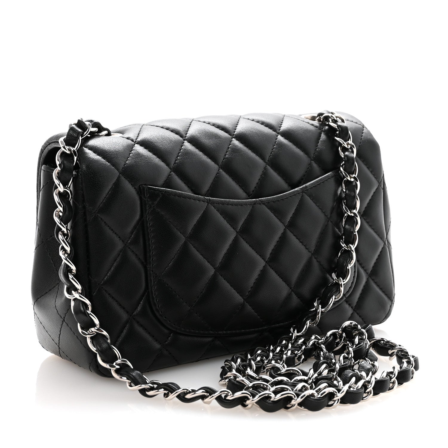 Chanel Lambskin Quilted Mini Rectangular Flap Black