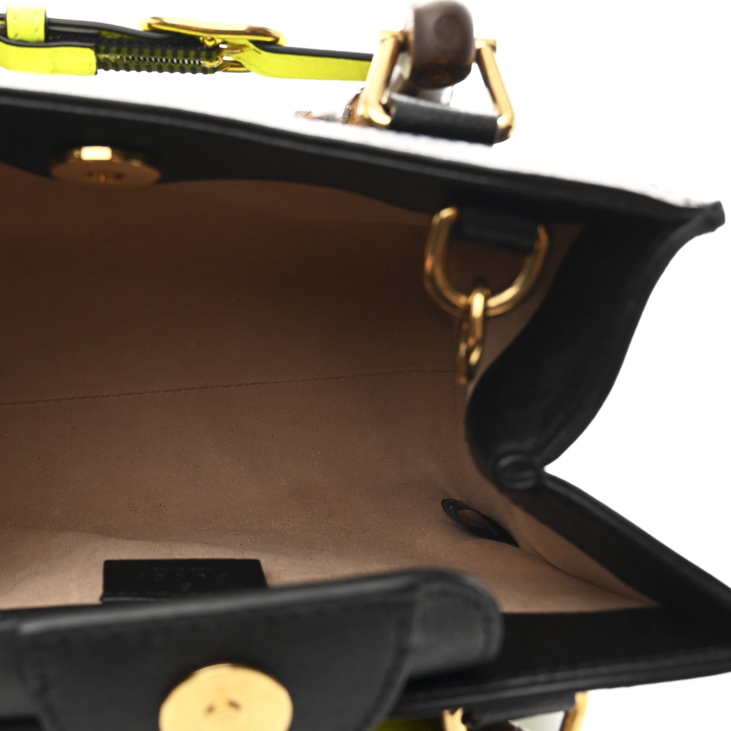Gucci Wonka Grain Calfskin Mini Diana Tote Bag Black Yellow Fluo