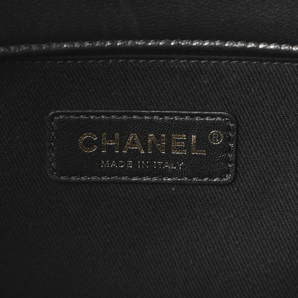 Chanel Sheepskin Caviar Quilted Medium Shopping Tote Black