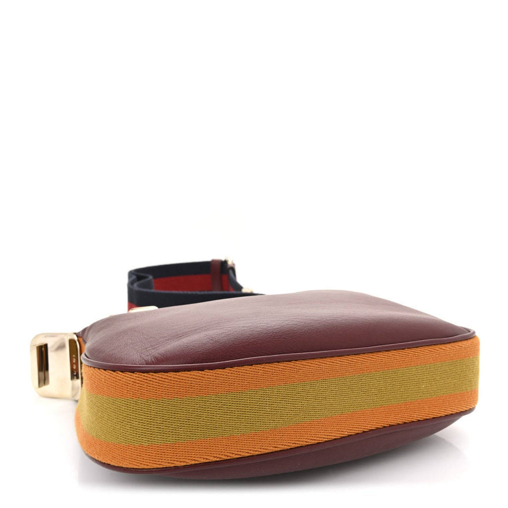 Gucci Aria Calfskin Web Small Attache Shoulder Bag Rosso Ancora