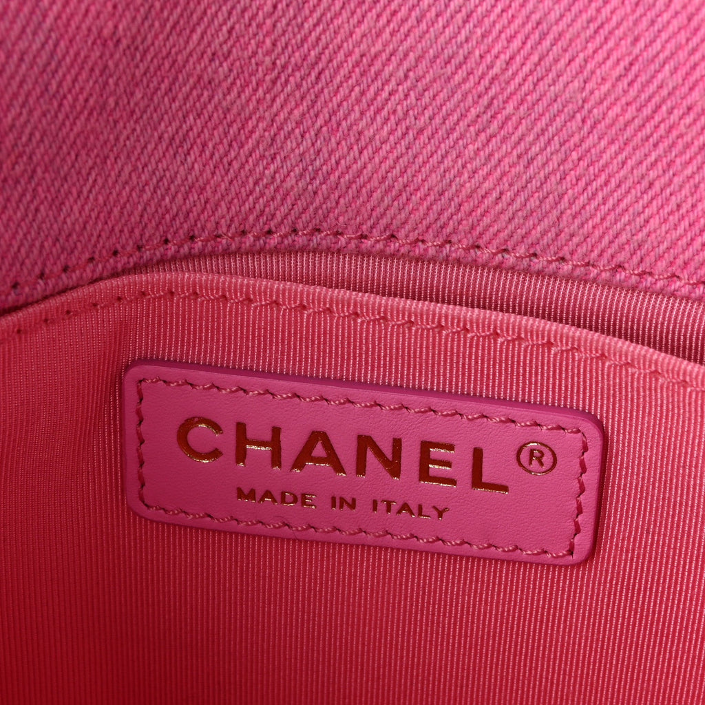 Chanel Denim Quilted Mini Messenger Flap Neon Pink