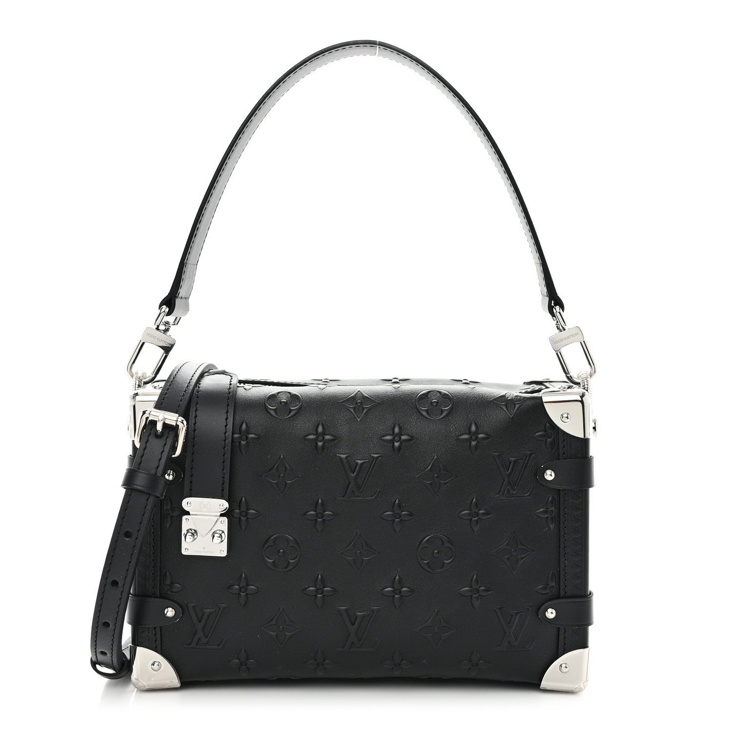 Louis Vuitton Calfskin Debossed Monogram Side Trunk Black