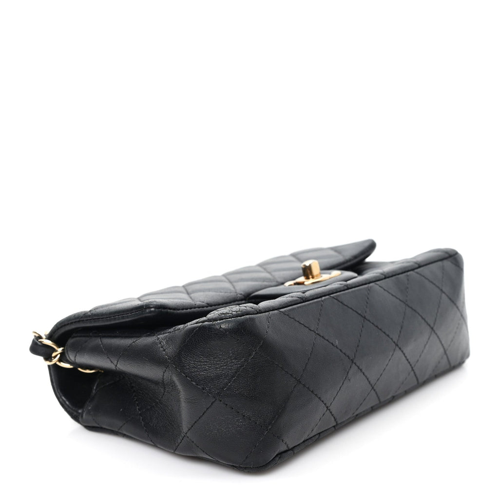 Chanel Lambskin Quilted Mini Rectangular Flap Black