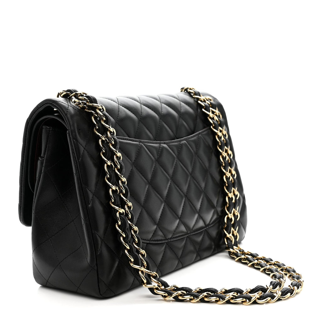 Chanel Lambskin Quilted Jumbo Double Flap Black