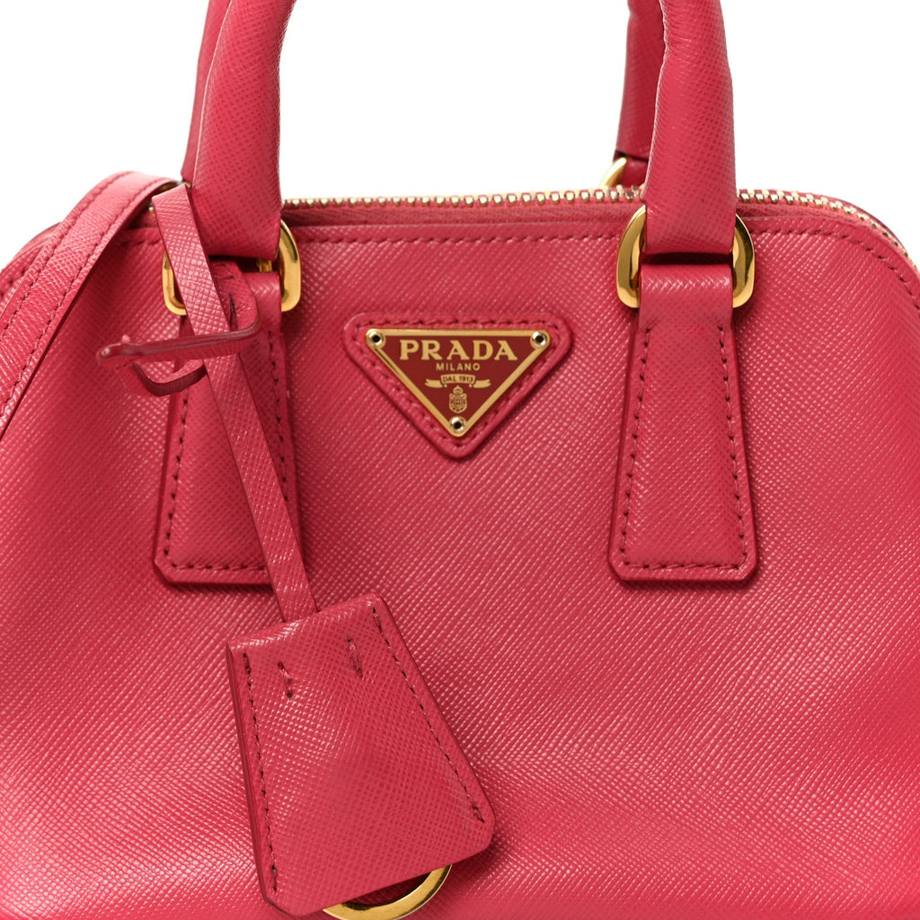 Prada Saffiano Lux Mini Promenade Tote Fuxia
