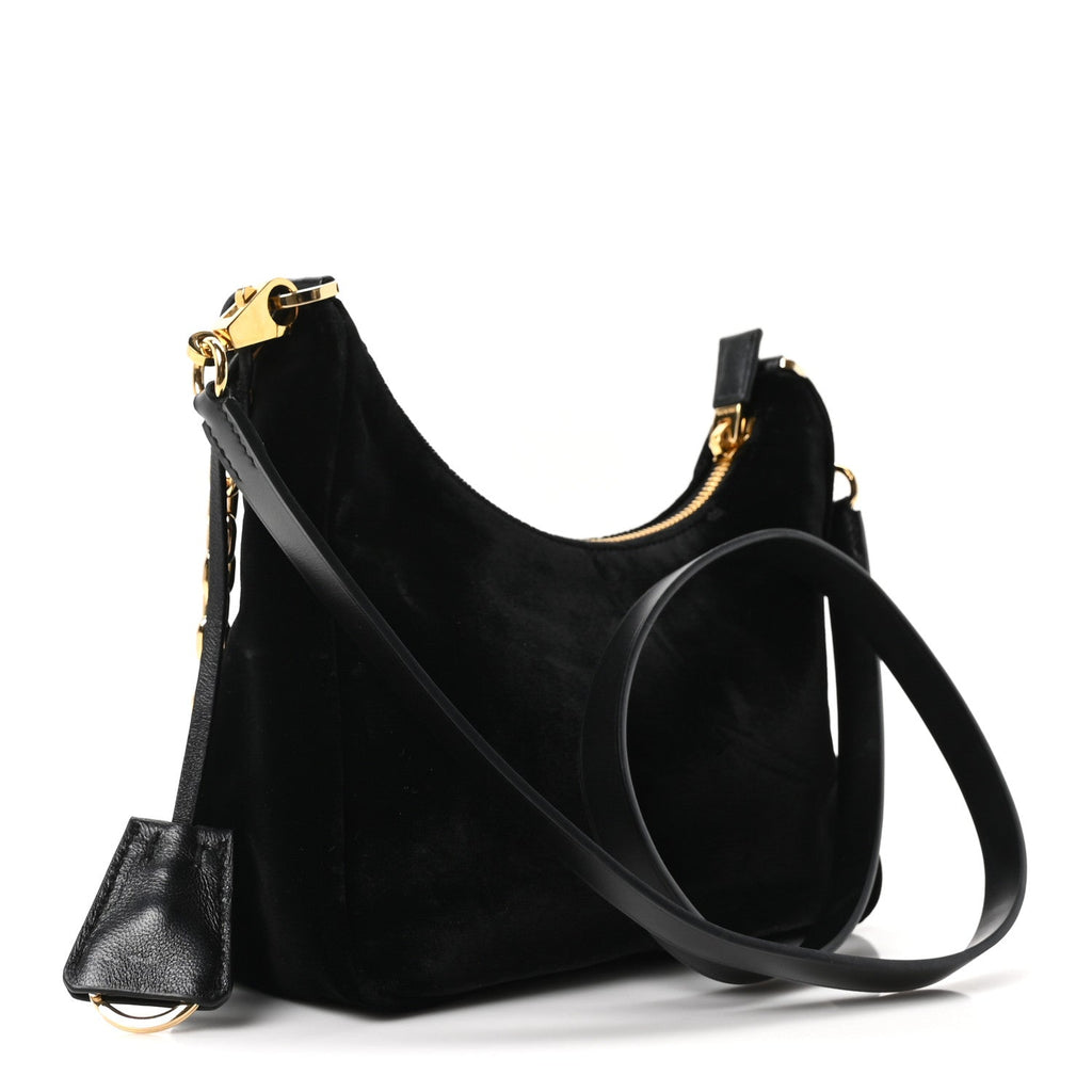 Prada Velvet Nappa Mini Re-Edition Shoulder Bag Black