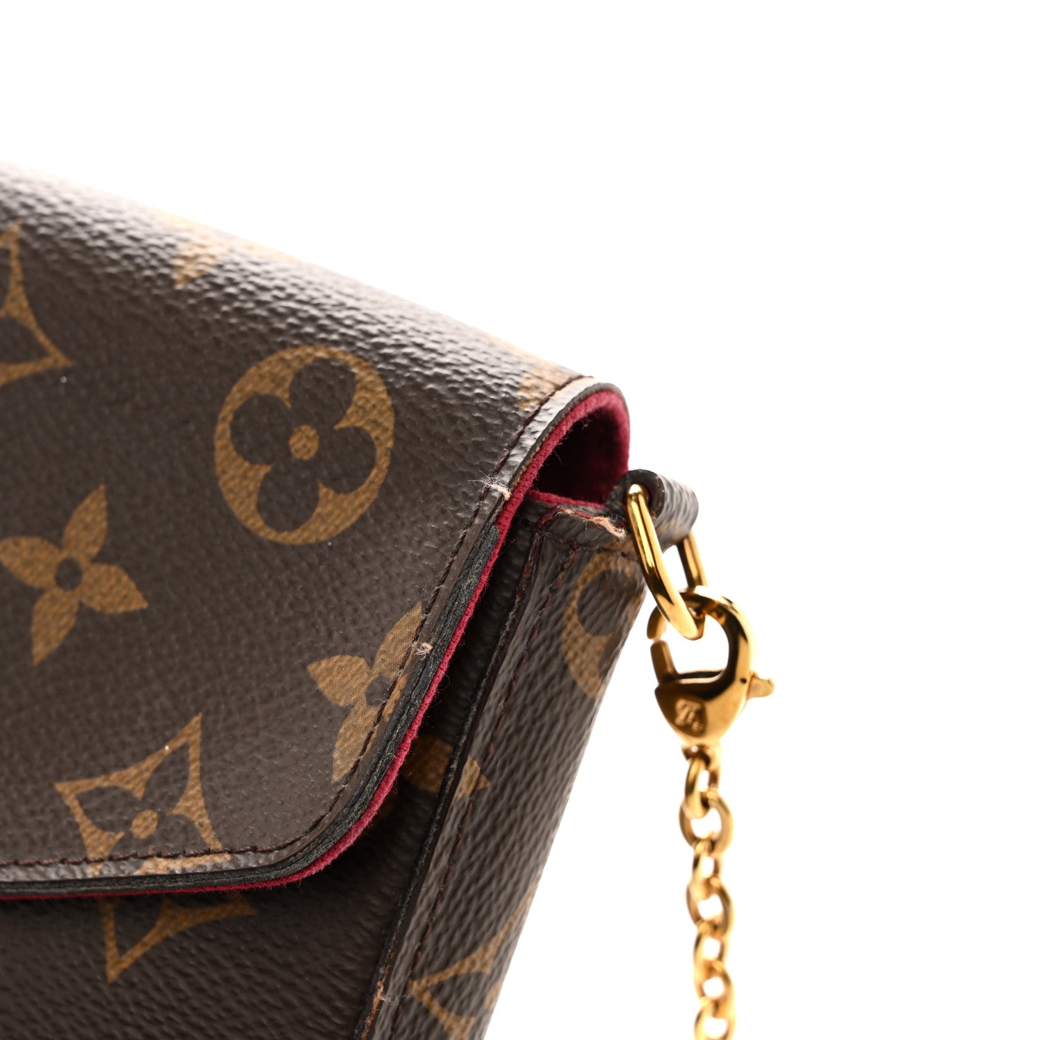 Louis Vuitton Monogram Pochette Felicie Chain Wallet Fuchsia