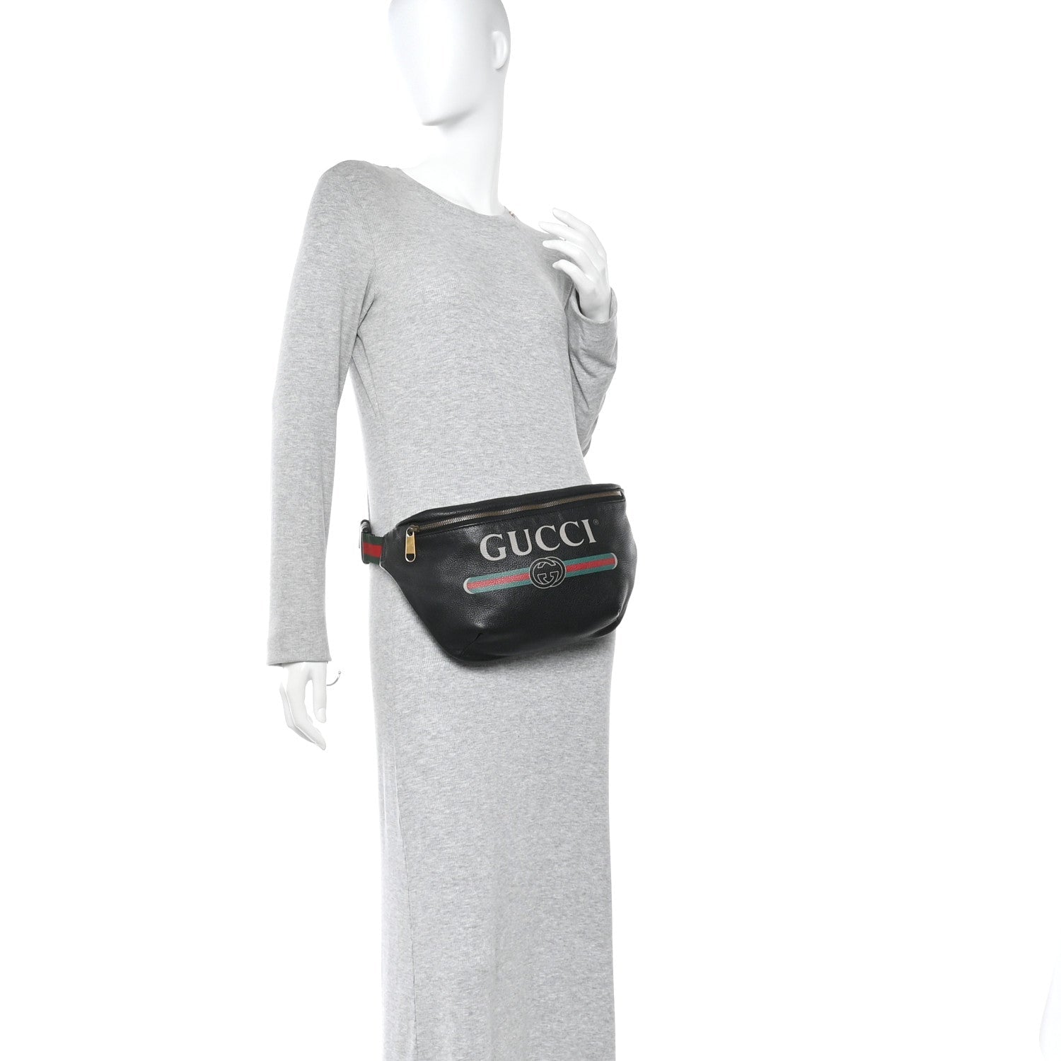 Gucci Grained Calfskin Logo Belt Bag Black