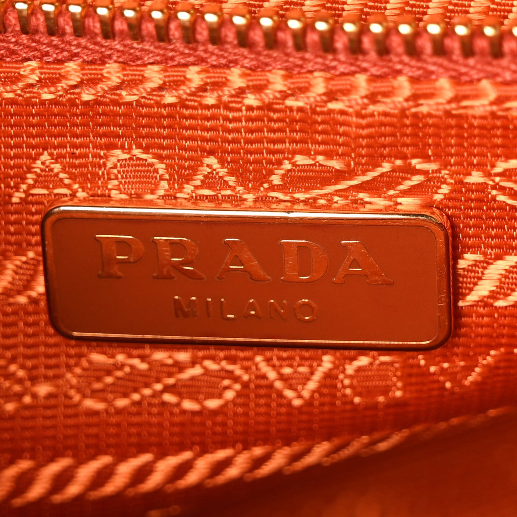 Prada Tessuto Nylon Saffiano Crossbody Bag Papaya