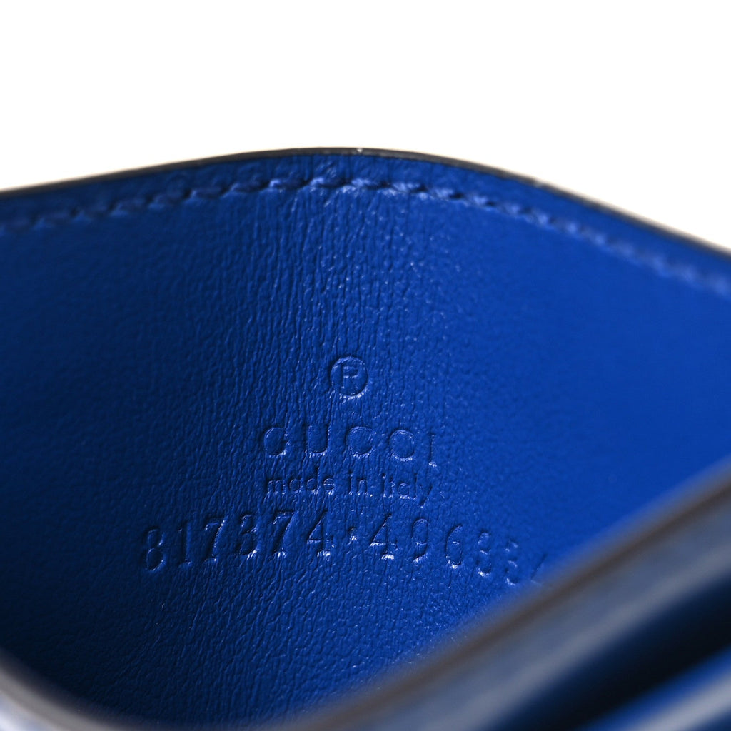 Gucci Calfskin Lux Man Card Case Metal Blue