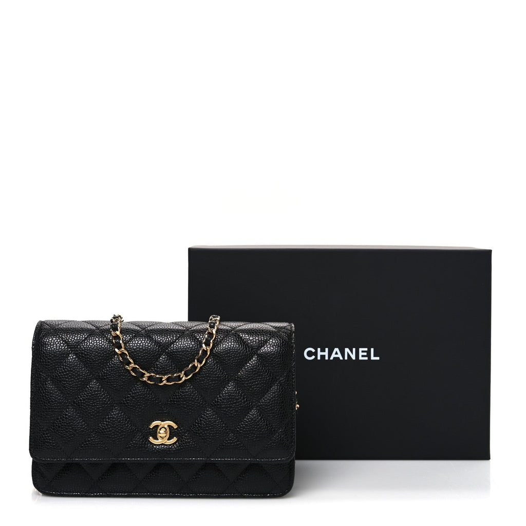 Chanel Caviar Quilted CC Turnlock Wallet On Chain WOC Black