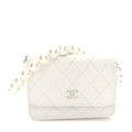 Chanel Lambskin Quilted Mini Pearl Wallet On Chain WOC White