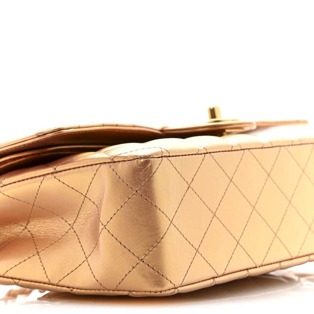 Chanel Metallic Lambskin Quilted Medium Double Flap Golden
