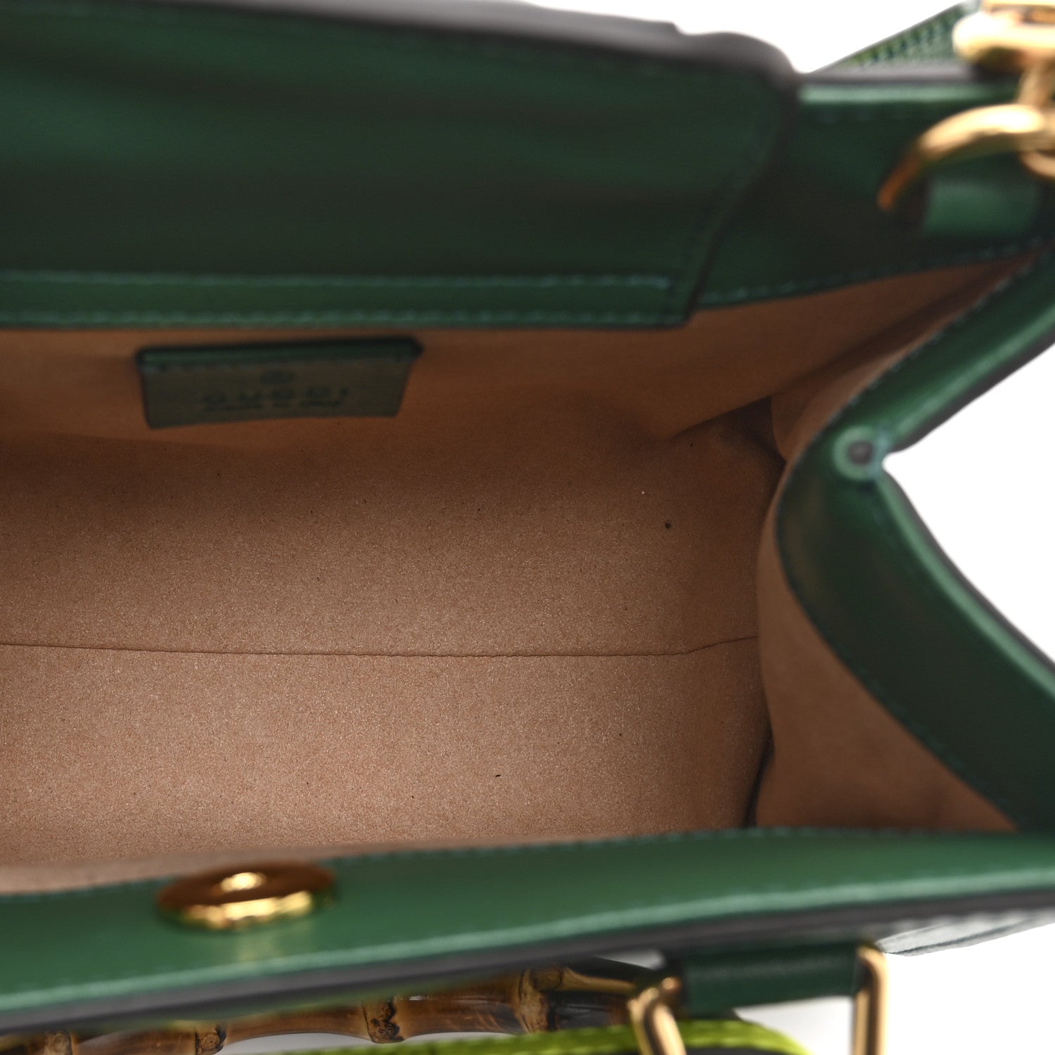 Gucci Wonka Grain Calfskin Mini Diana Tote Bag Green Yellow Fluo