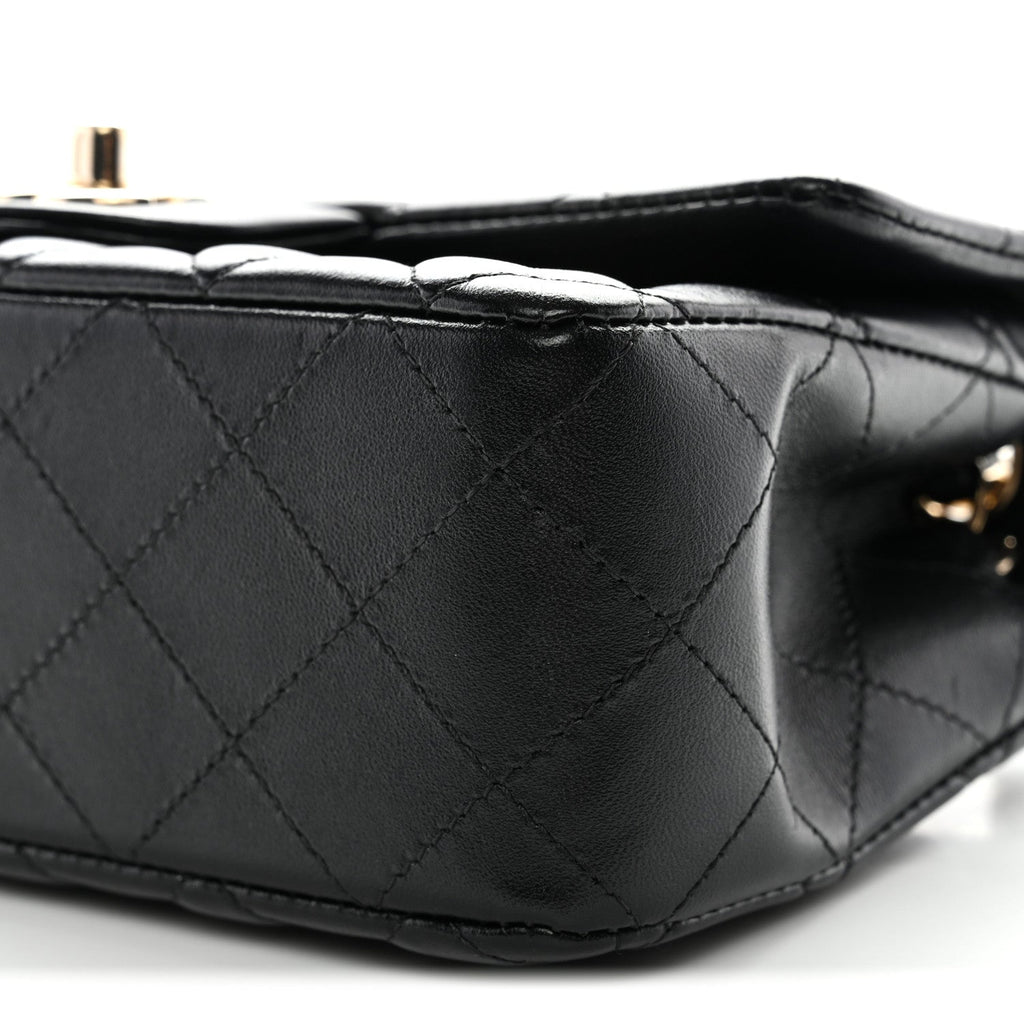 Chanel Lambskin Quilted Mini Rectangular Flap Black