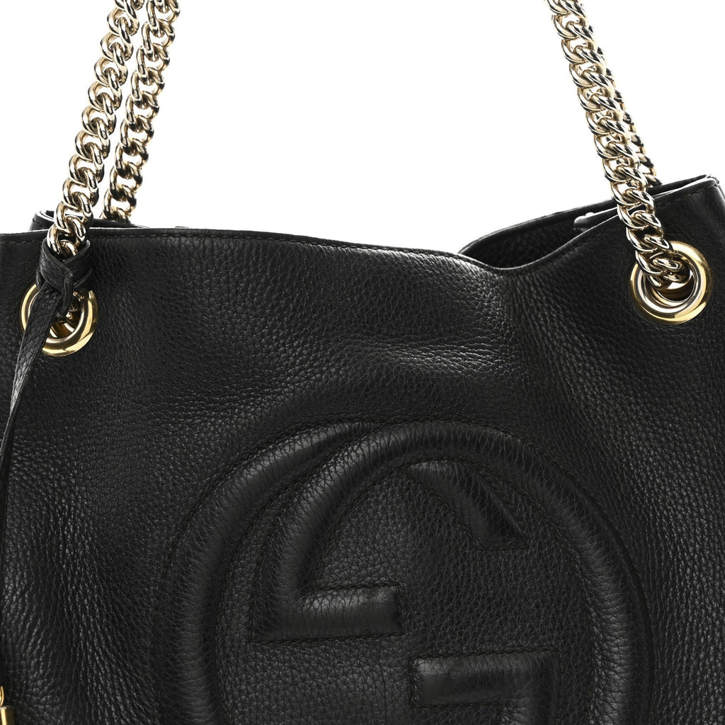 Gucci Pebbled Calfskin Medium Soho Chain Shoulder Bag Black