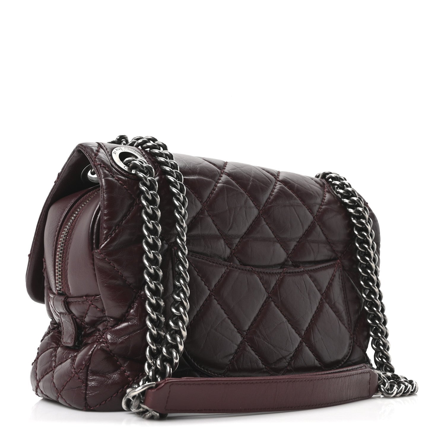 Chanel Aged Calfskin Medium New Portobello Flap Burgundy