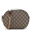 Gucci GG Supreme Monogram Cuoio Toscano Mini Chain Shoulder Bag Beige Ebony Cuir