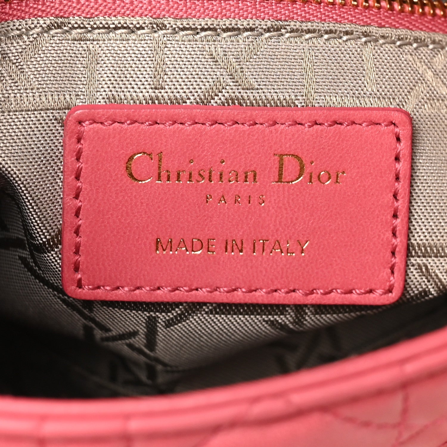 Christian Dior Lambskin Cannage Mini Lady Dior Pink