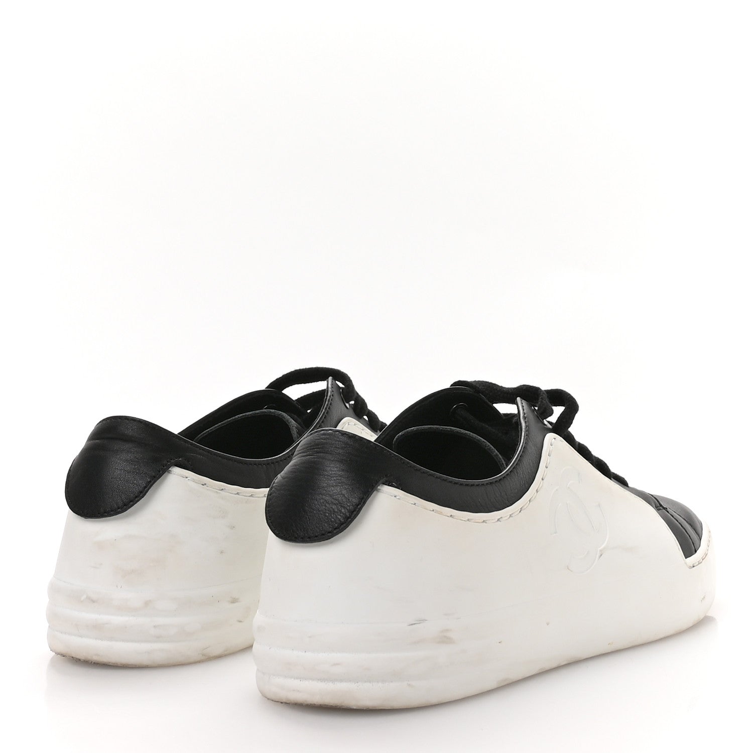 Calfskin Womens CC Sneakers 36 Black White