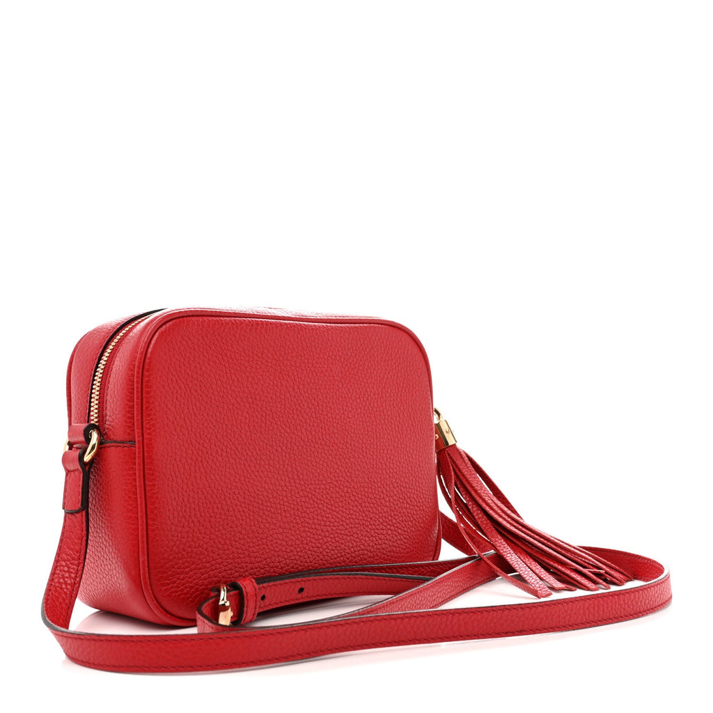 Gucci Pebbled Calfskin Small Soho Disco Bag Tabasco Red
