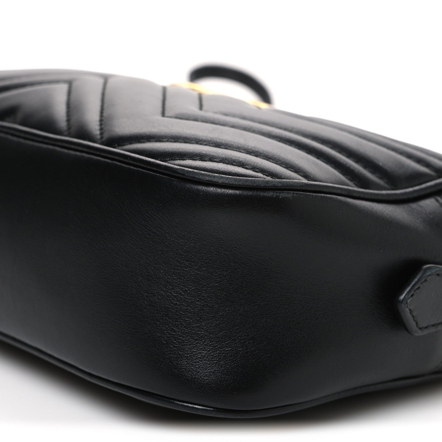 Gucci Calfskin Matelasse Small GG Marmont Chain Shoulder Bag Black