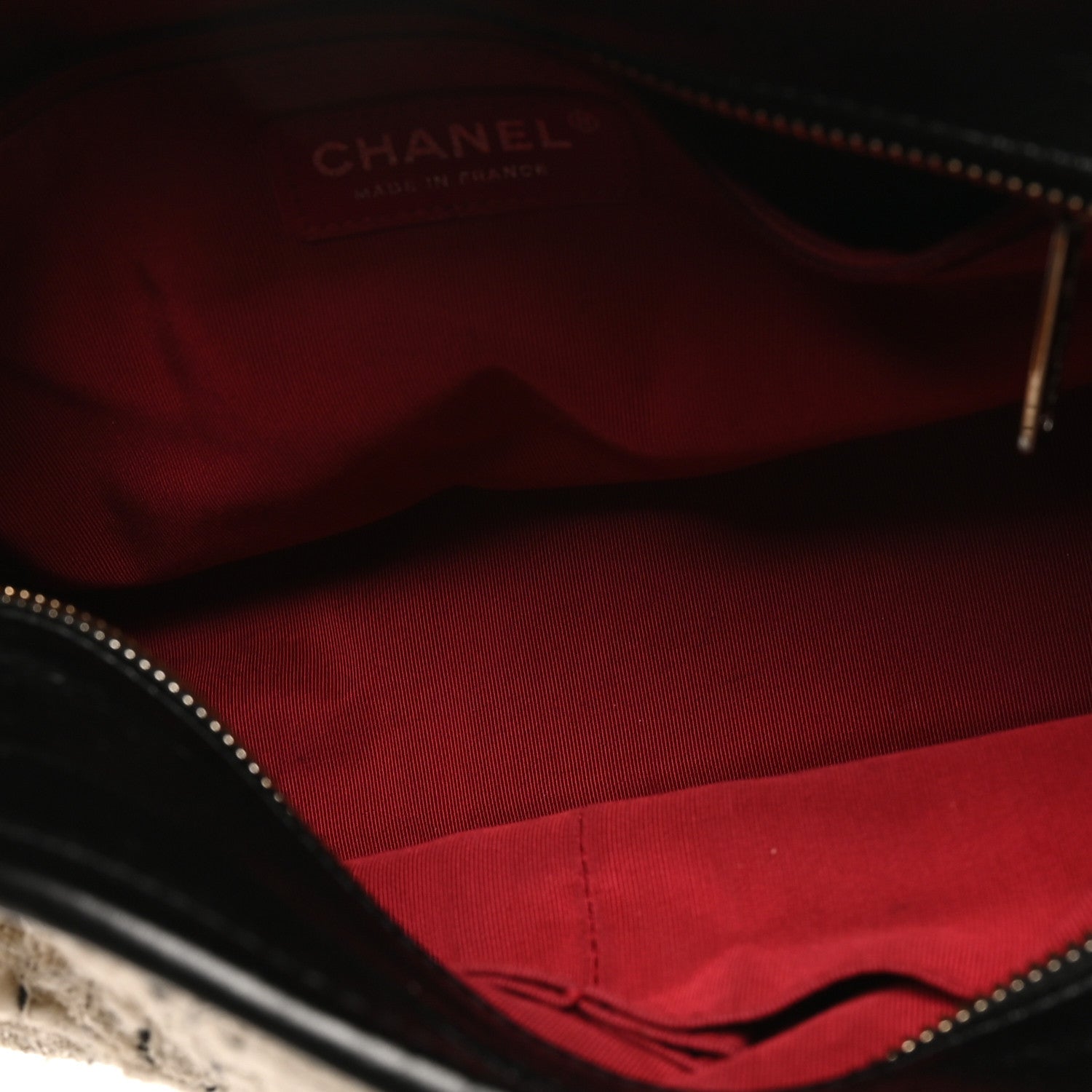 Chanel Tweed Calfskin Quilted Medium Gabrielle Hobo Ivory Black