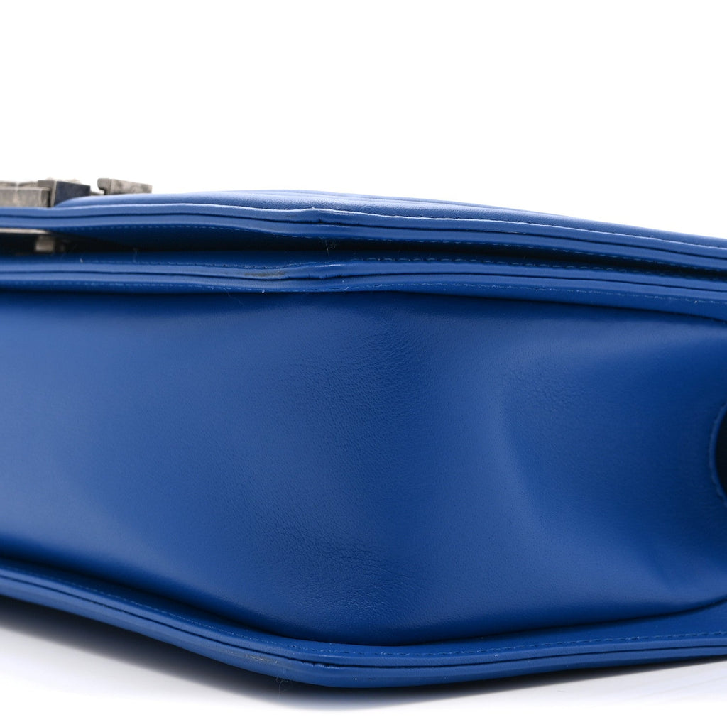 Chanel Lambskin Chevron Quilted Medium Boy Flap Blue