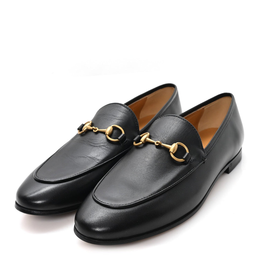 Gucci Betis Glamour Calfskin Womens Jordaan Loafers 37 Black