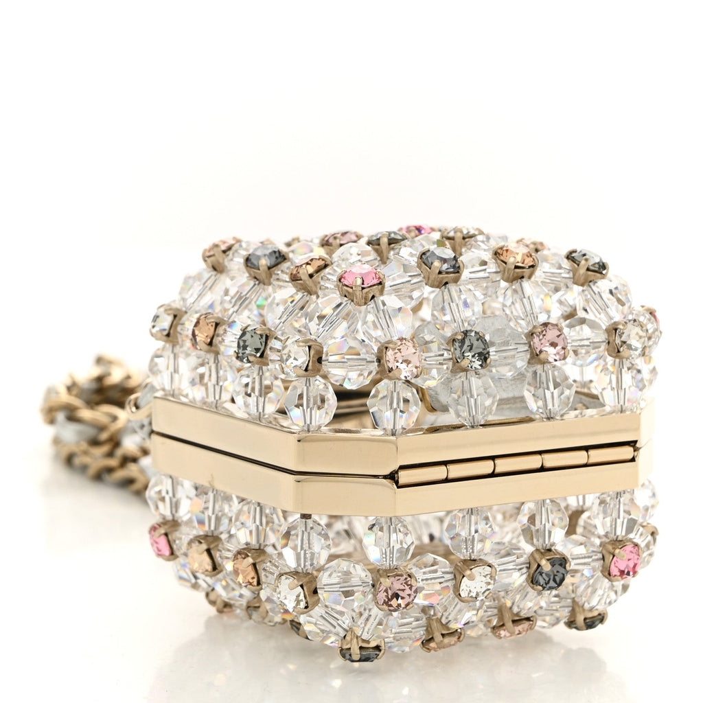 Chanel Metal Bead Crystal Minaudiere CC Mini Evening Bag Gold Multicolor