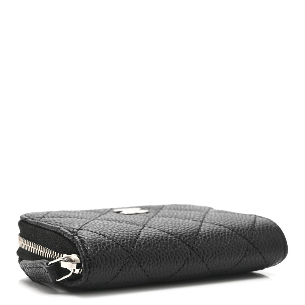 Caviar Quilted Zip Coin Purse Black