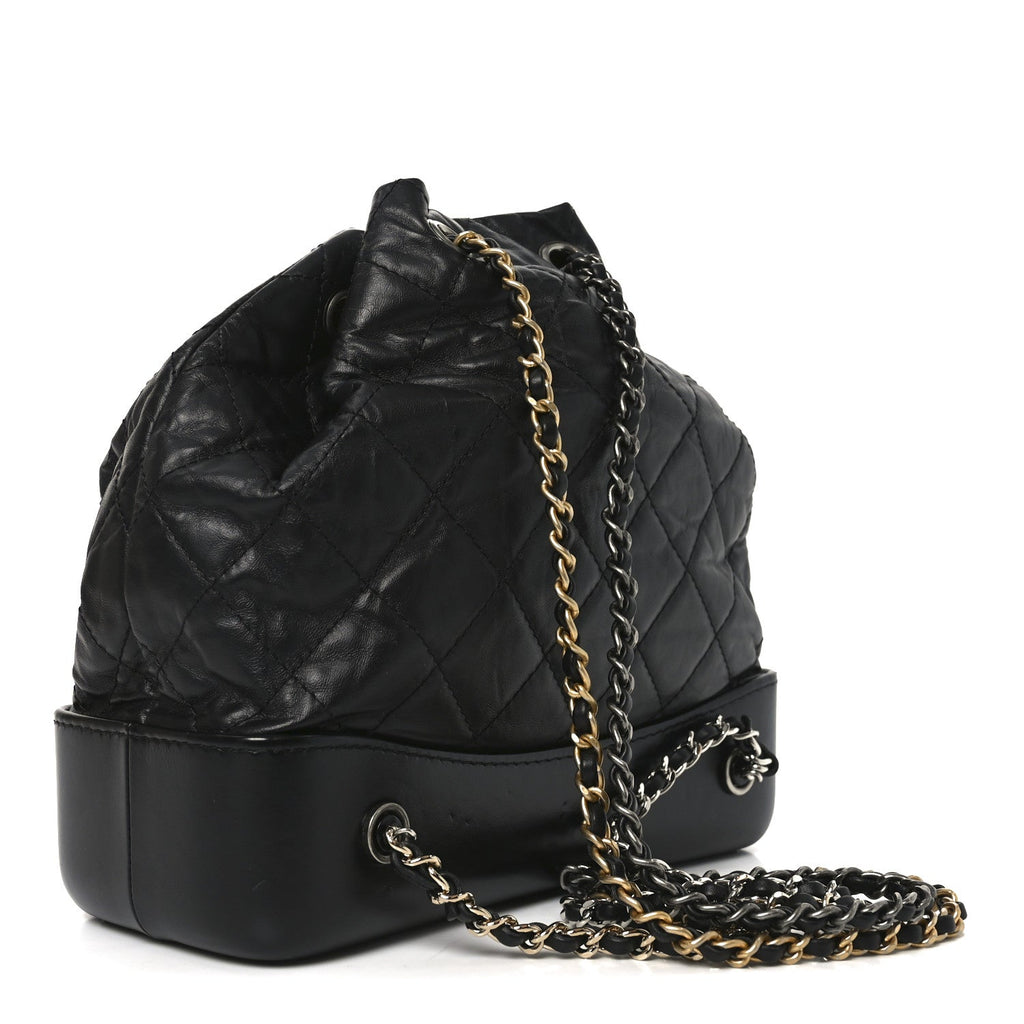 Chanel Aged Calfskin Quilted Small Gabrielle Backpack Black
