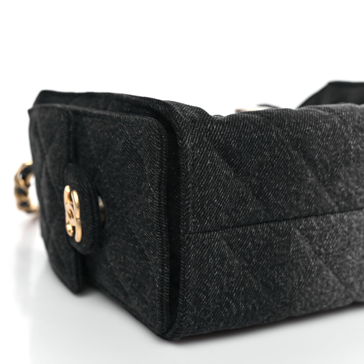 Chanel Washed Denim Quilted Mini Chanel 25 Handbag Black
