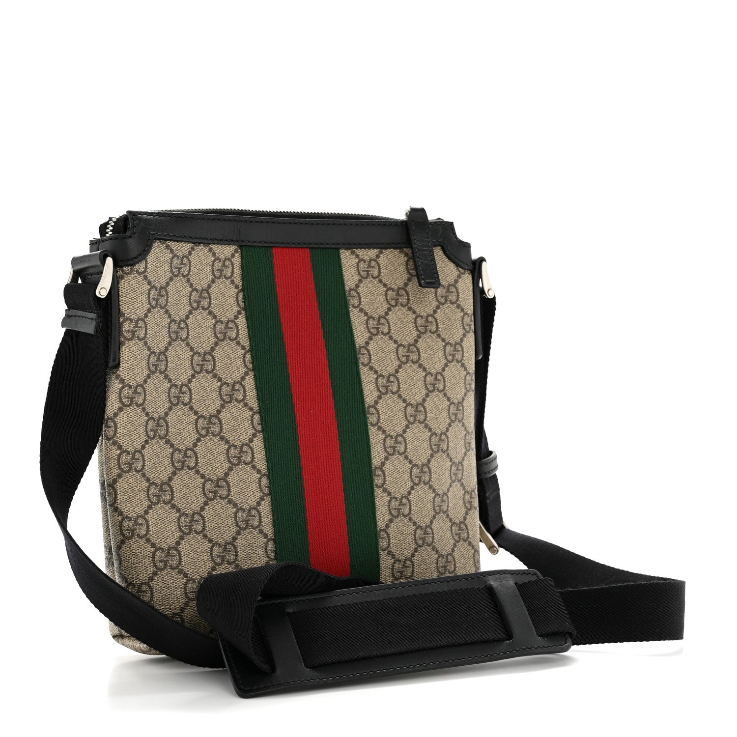 Gucci GG Supreme Monogram Web Messenger Bag Black