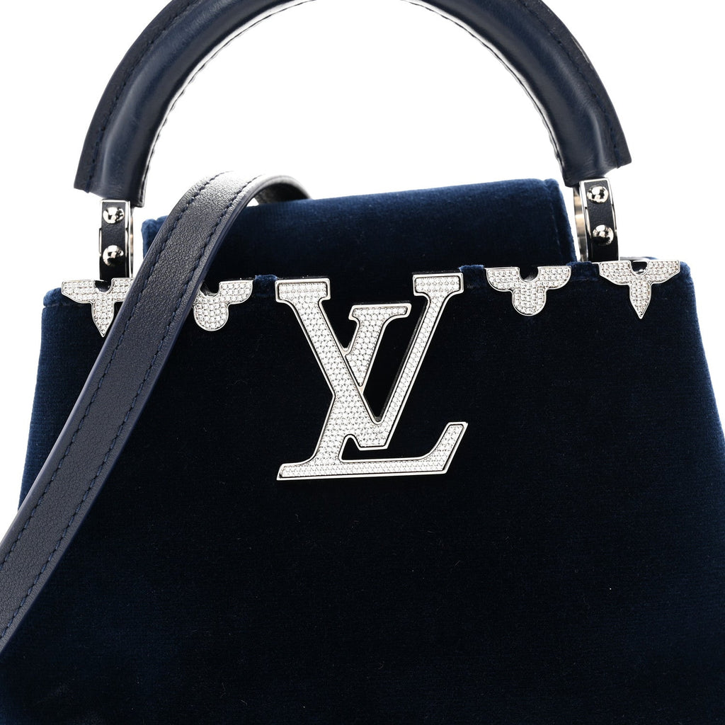 Louis Vuitton Velvet Crystal Capucines Mini Midnight Blue