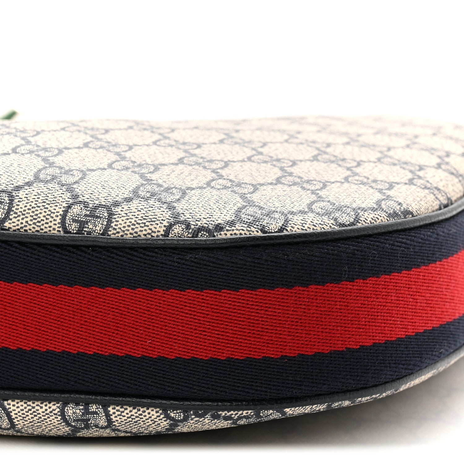 Gucci GG Supreme Monogram Textured Calfskin Web Large Attache Shoulder Bag Beige Blue
