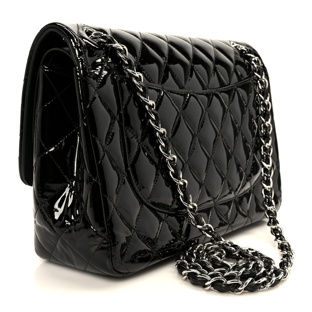 Chanel Patent Quilted Jumbo Double Flap Black