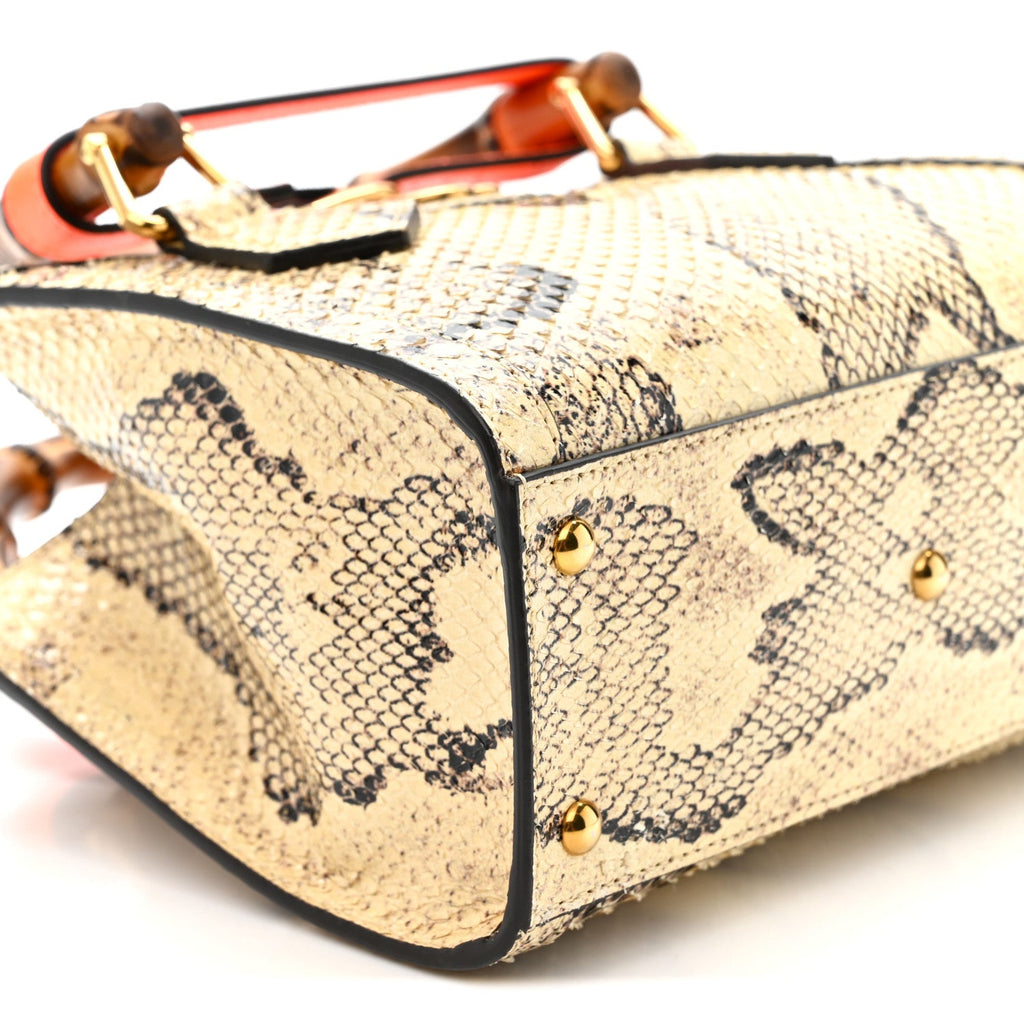 Gucci Snakeskin Mini Diana Tote Bag Beige