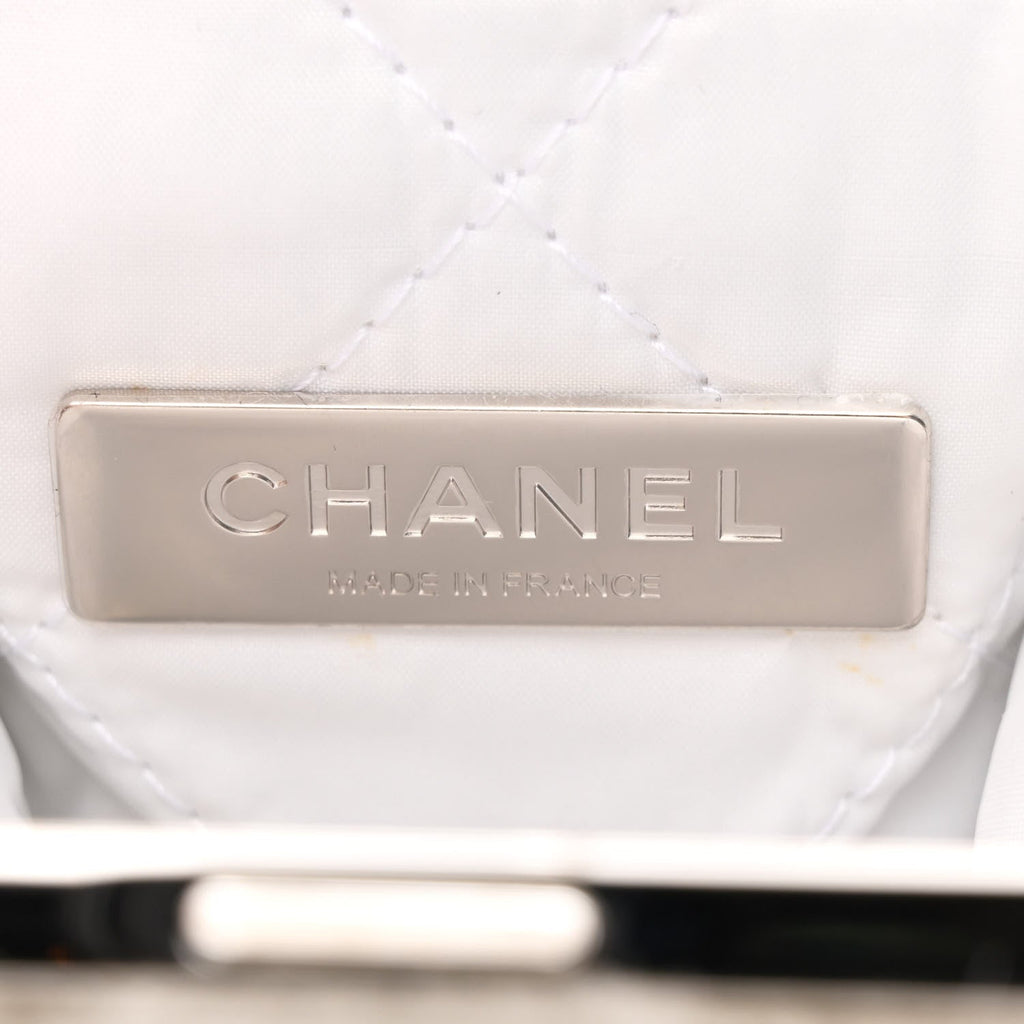 Chanel Shearling Sheepskin Lambskin Quilted Clutch With Chain White