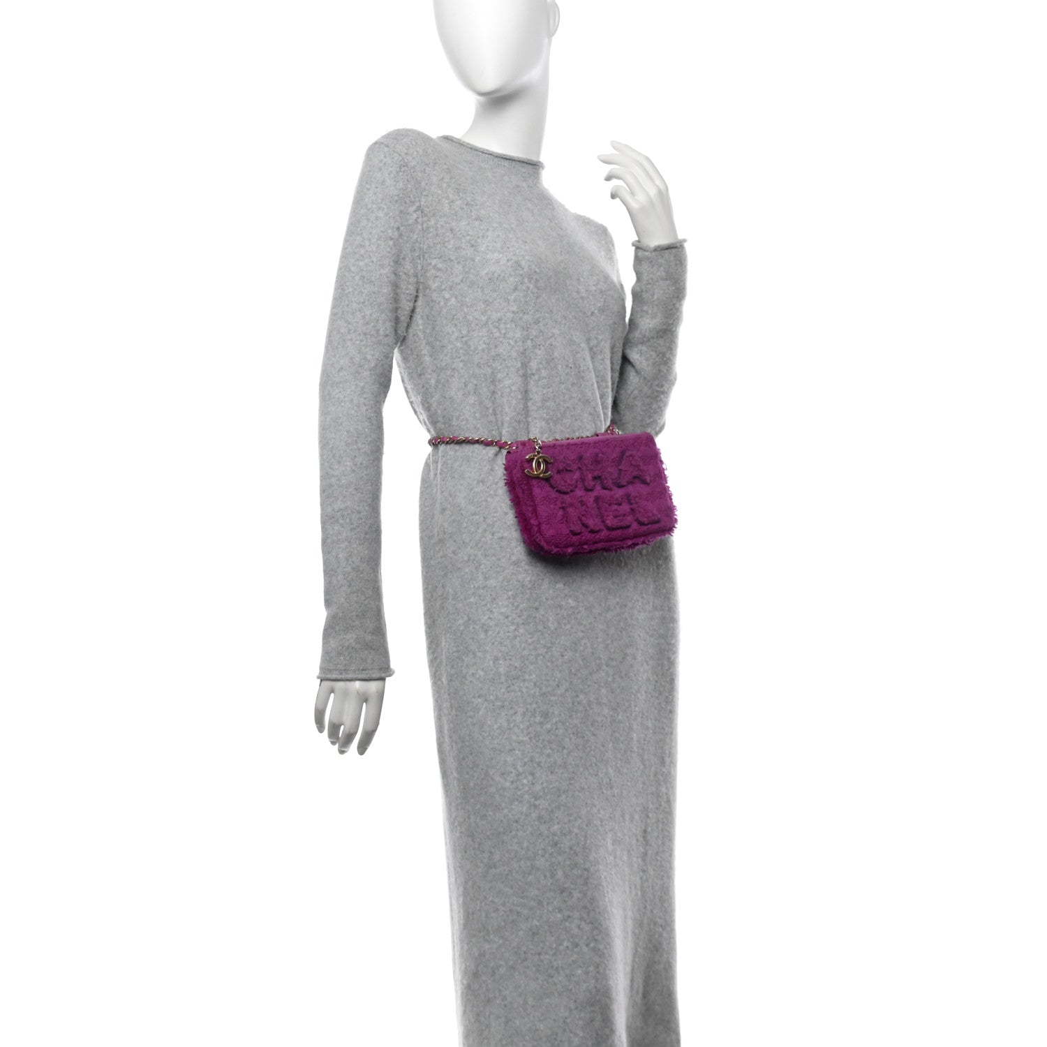 Chanel Wool Tweed Giant Logo Waist Bag Magenta