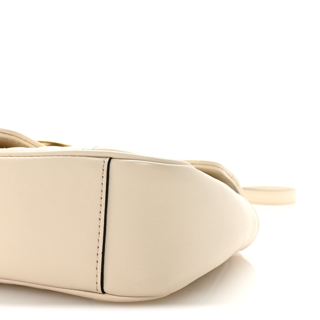 Gucci Calfskin Matelasse Mini GG Marmont Shoulder Bag White