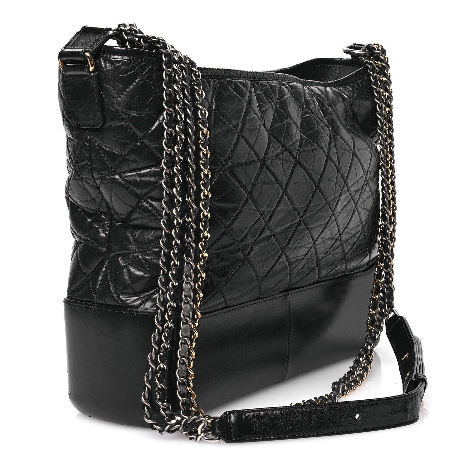 Chanel Aged Calfskin Quilted Large Gabrielle Hobo  Black
